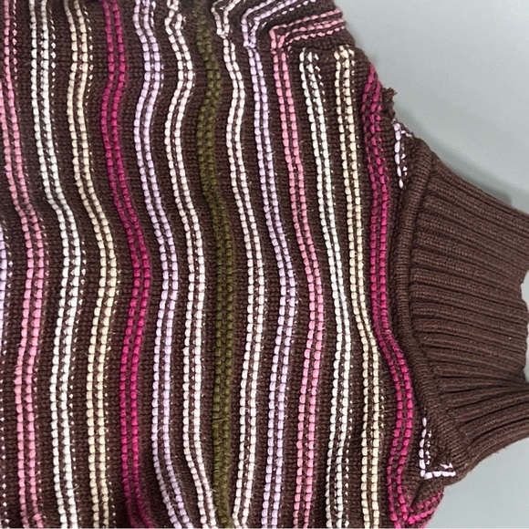 Vintage 100% cotton Striped Brown and Pink Baby girl toddler Cardigan no flaws - Picture 5 of 5